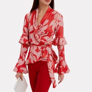 PatBo leaf print ruffle top blouse sz small new with tags